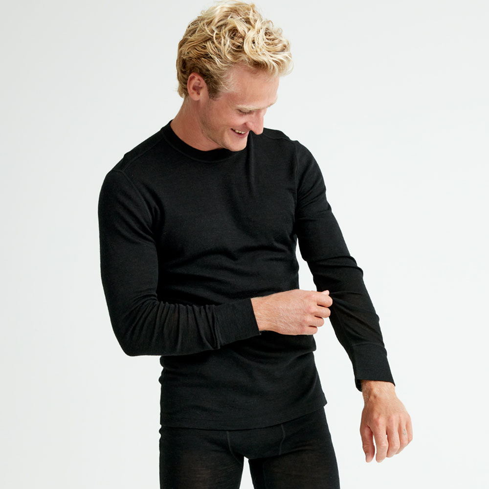 Sport wool top men, Black Mel, hi-res